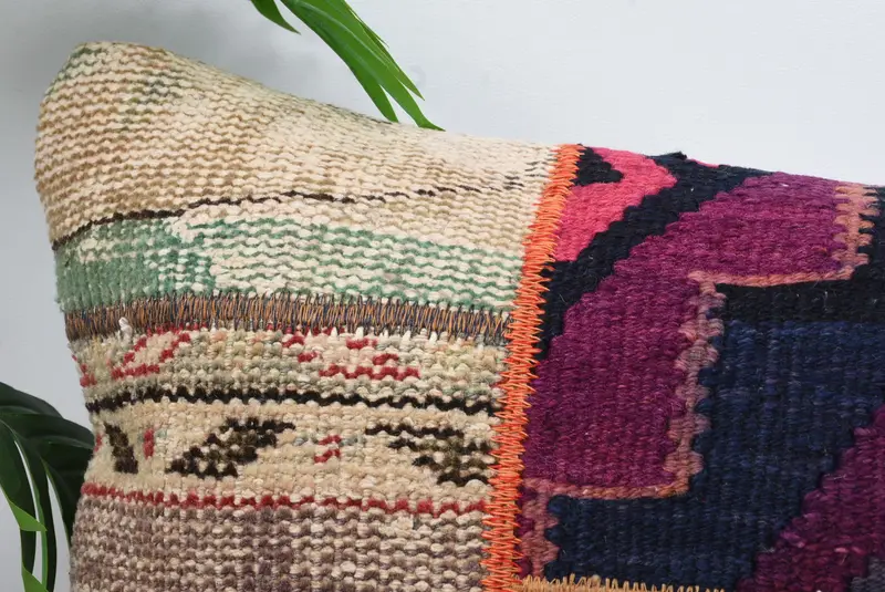 16x36 Purple Pillow Sham, Handmade Kilim Cushion, Vintage Pillow, Cushion Case, Chair Cushion, Pattern Throw Pillow Cover, Turkish Kilim Pillow - 2