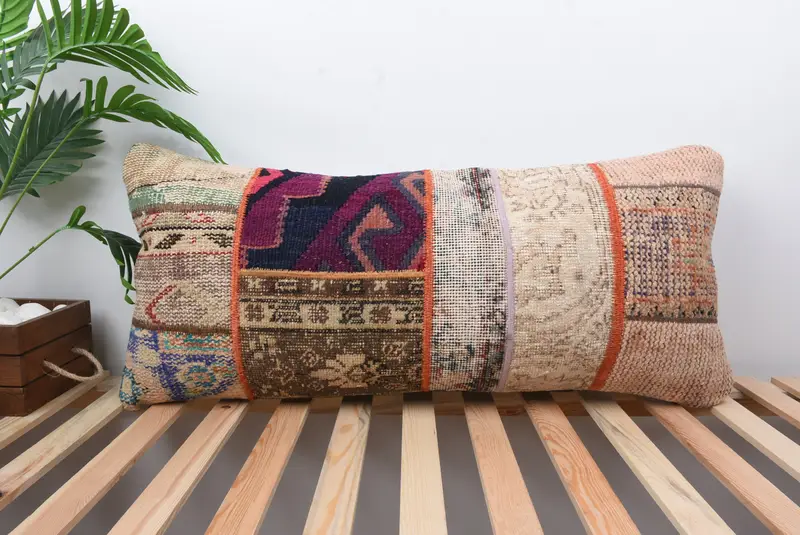 16x36 Purple Pillow Sham, Handmade Kilim Cushion, Vintage Pillow, Cushion Case, Chair Cushion, Pattern Throw Pillow Cover, Turkish Kilim Pillow - 1