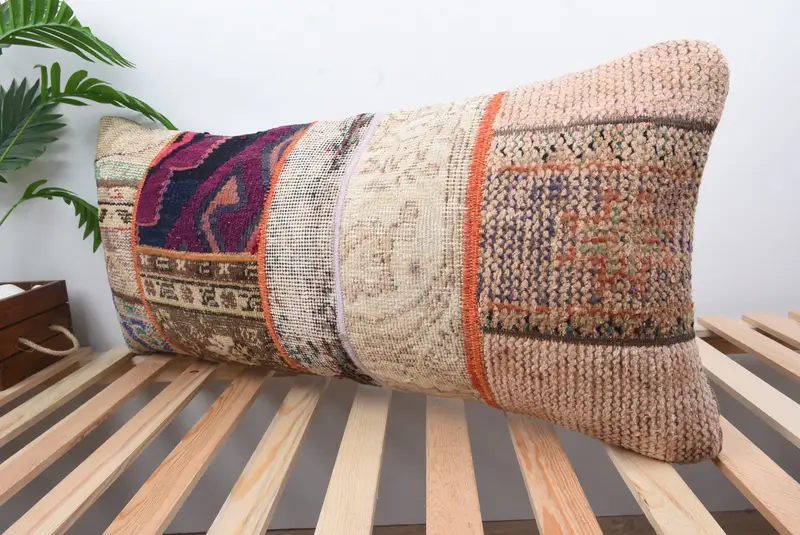 16x36 Purple Pillow Sham, Handmade Kilim Cushion, Vintage Pillow, Cushion Case, Chair Cushion, Pattern Throw Pillow Cover, Turkish Kilim Pillow - 5