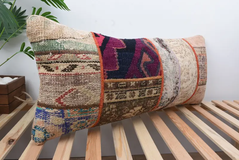16x36 Purple Pillow Sham, Handmade Kilim Cushion, Vintage Pillow, Cushion Case, Chair Cushion, Pattern Throw Pillow Cover, Turkish Kilim Pillow - 4