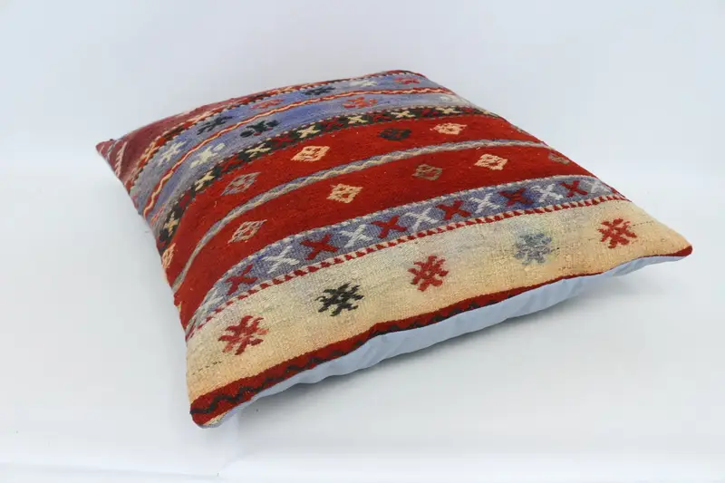 Sofa Bolster Cushion, Gift Pillow, Armchair Cushion, Cushion Cover, Turkish Kilim Pillow, Boho Pillow, Turkish Rugs Pillow Sham, 28x28 Red Pillow - 6