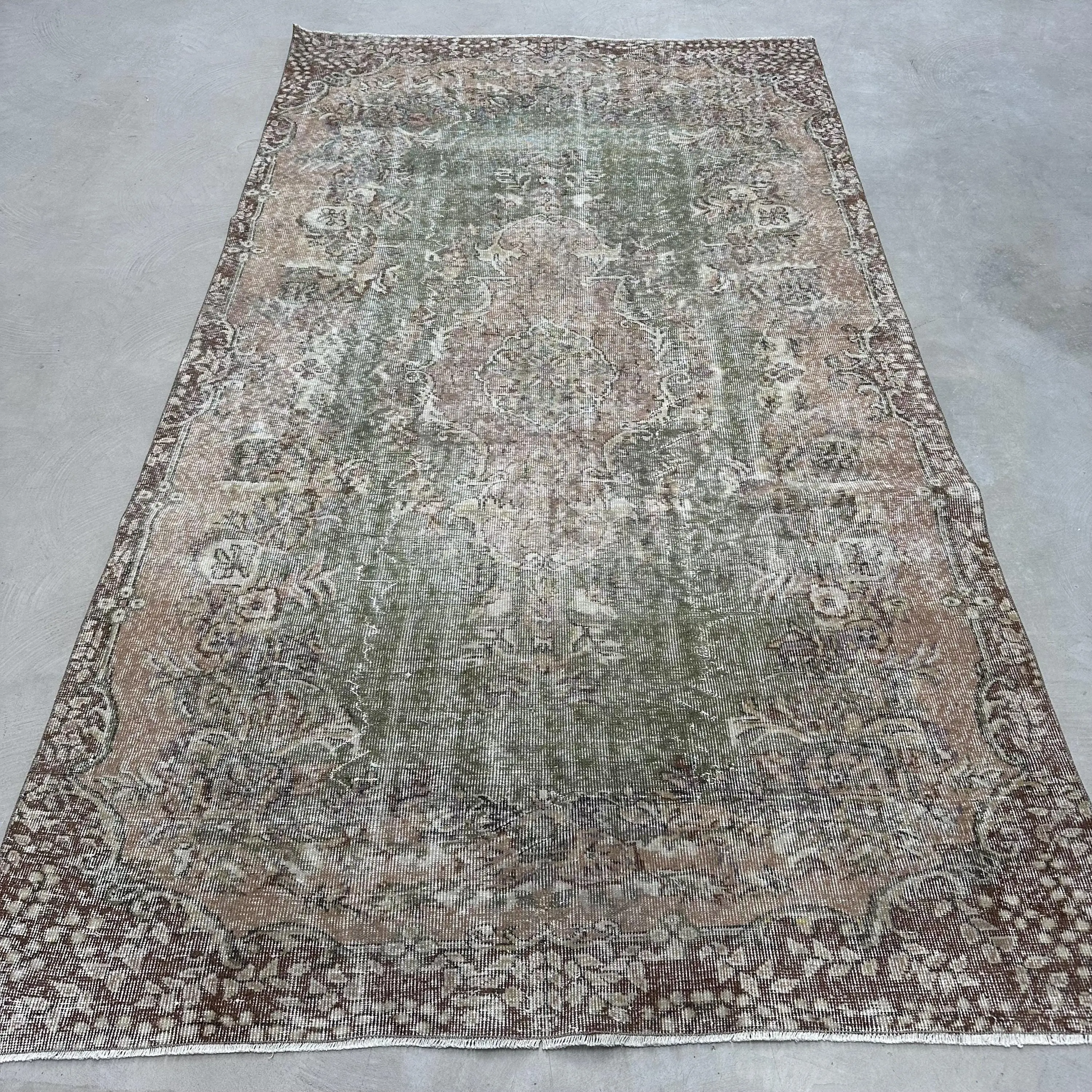 5.8x9.9 ft Halı, Türk Halısı, Vintage Kahverengi Yün Oryantal Halı - 1