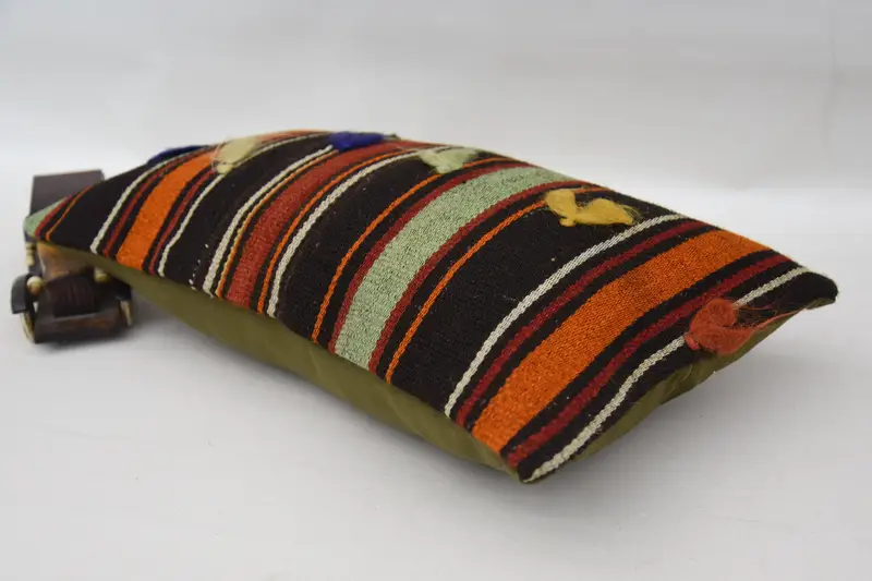 Kilim Pillow, Traditional Cushion Cover, Anatolian Cushion Case, Vintage Pillow, 12x20 Brown Pillow Case, Gift Pillow, Cushion Cover - 6