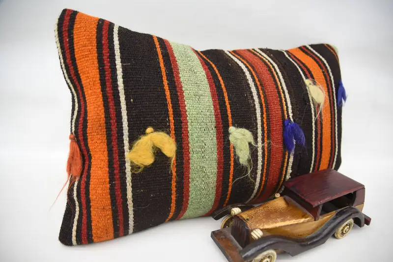 Kilim Pillow, Traditional Cushion Cover, Anatolian Cushion Case, Vintage Pillow, 12x20 Brown Pillow Case, Gift Pillow, Cushion Cover - 2