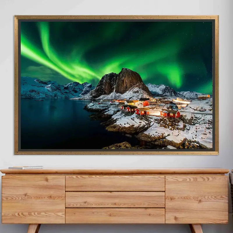 Enchanting Northern Lights Canvas: Lofoten Norway Night Landscape