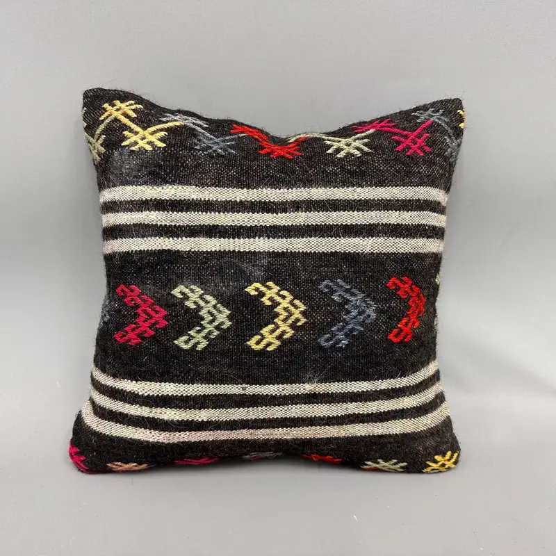 Tribal Pillow Cover, Pillow for Couch, Southwestern Pillow, Handmade Kilim Cushion, Kilim Pillow, Cushion, 18x18 Brown Cushion - 4