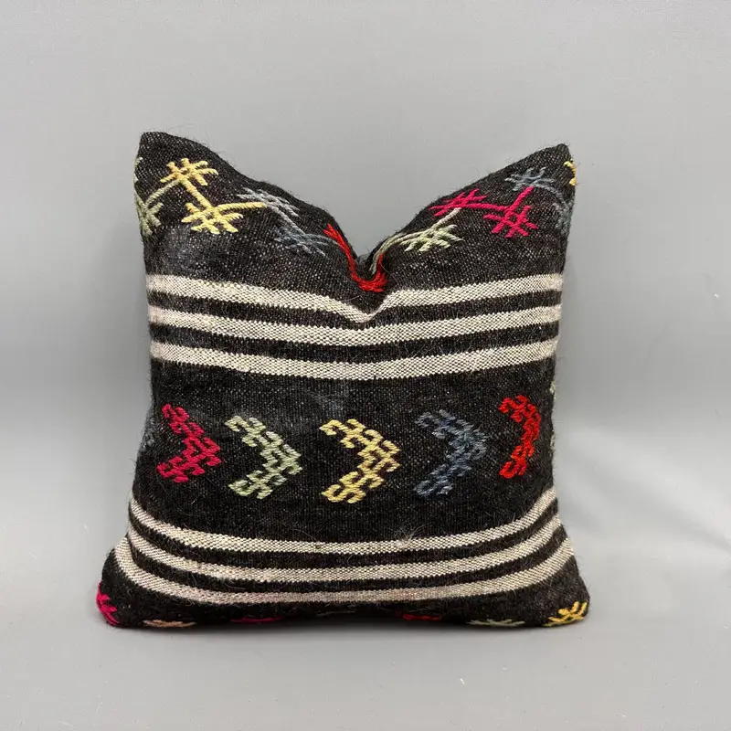 Tribal Pillow Cover, Pillow for Couch, Southwestern Pillow, Handmade Kilim Cushion, Kilim Pillow, Cushion, 18x18 Brown Cushion - 1