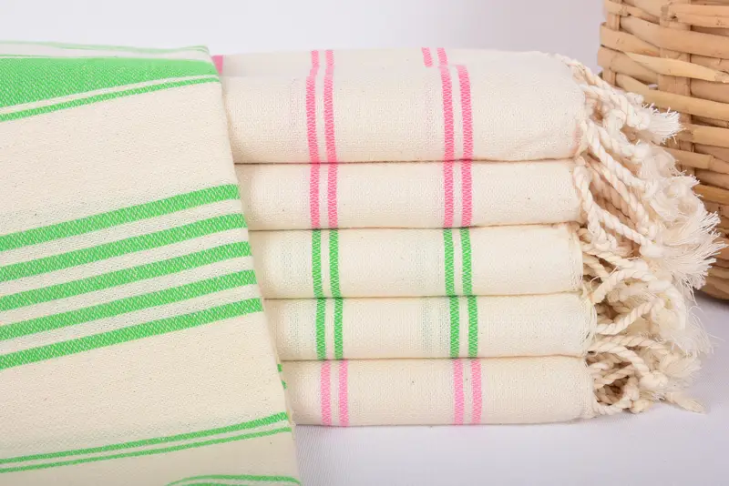 Bridesmaid Gift Turkish Cotton Dark Pink Striped Towel, 70x40 Inches