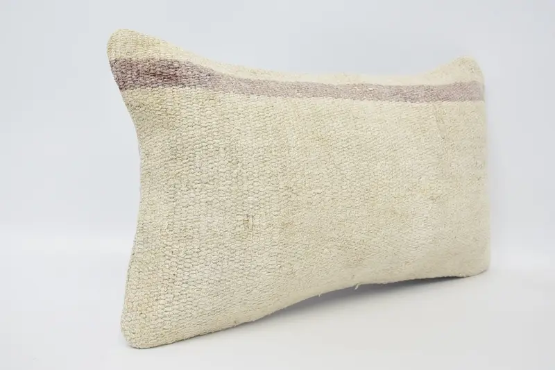 Pillow Cover, 12x20 Beige Pillow, Pillow for Sofa, Handmade Kilim Cushion, Anatolian Pillow Cover, Indoor Pillow Sham, Ethnical Kilim Rug Pillow - 3