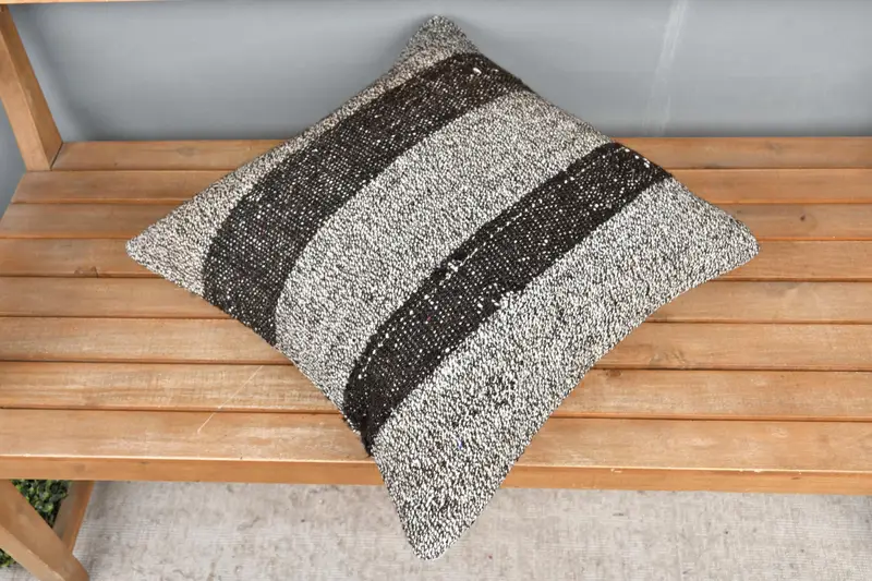 Boho Pillow, Pillow for Sofa, Farmhouse Pillow Case, Pillow Case, 20x20 Brown Pillow Cover, Sofa Bolster Pillow Sham, Kilim Pillow Cover - 2
