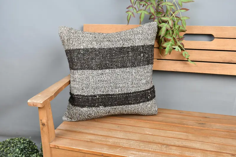 Boho Pillow, Pillow for Sofa, Farmhouse Pillow Case, Pillow Case, 20x20 Brown Pillow Cover, Sofa Bolster Pillow Sham, Kilim Pillow Cover - 1