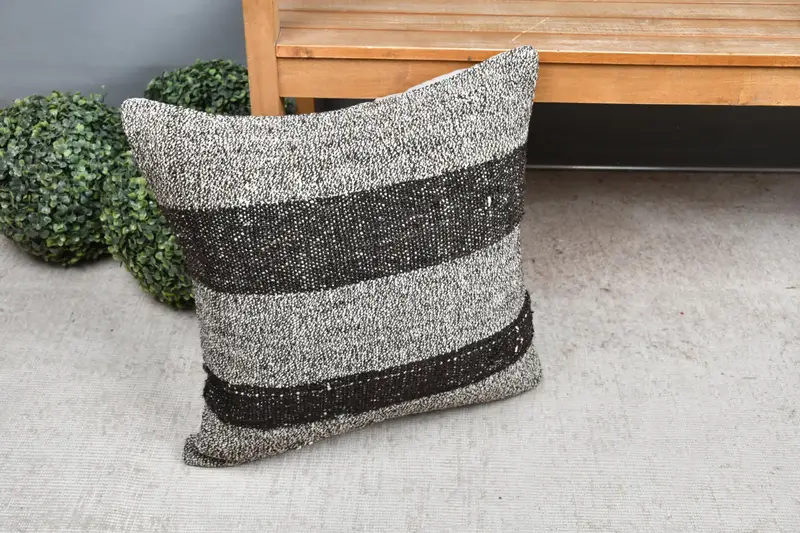 Boho Pillow, Pillow for Sofa, Farmhouse Pillow Case, Pillow Case, 20x20 Brown Pillow Cover, Sofa Bolster Pillow Sham, Kilim Pillow Cover - 7