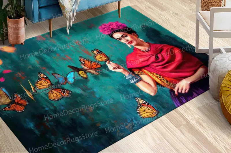 Frida Kahlo Abstract Modern Printed Rug: Luxury & Fashion
