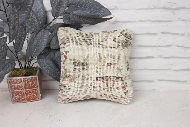 12x12 Beige Cushion, Christmas Cushion Case, Pillow Sham, Boho Pillow Sham Cover, Vintage Pillow, Antique Pillows, Hippie Throw Pillow Sham - 1