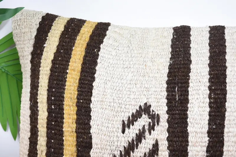 Art Deco Cushion Cover, Turkish Pillow, Pillow Cover, Vintage Pillow, 12x24 Beige Pillow Cover, Interior Designer Pillow, Ethnic Throw Cushion - 2