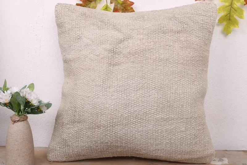 Vintage Kilim Pillow, Boho Pillow Sham Cover, Cushion Cover, Handmade Rug Seat Pillow Sham, 18x18 White Pillow Cover, Vintage Pillow - 2