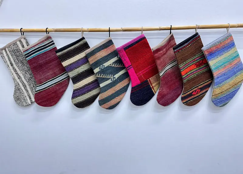 Festive 7-inch Christmas Ornaments Stocking, Unique Holiday Stocking