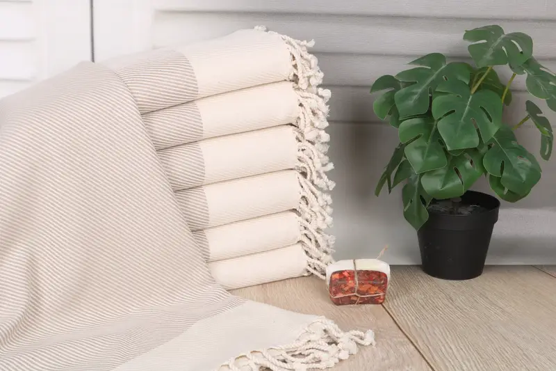 Turkish Towel Set, Hammam towel, Absorbent Turkish towel, Custom Gift, Spa Gift, Turkish fouta towel for outdoor use, 70x40 Cotton Striped Towel - 1