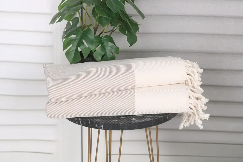 Turkish Towel Set, Hammam towel, Absorbent Turkish towel, Custom Gift, Spa Gift, Turkish fouta towel for outdoor use, 70x40 Cotton Striped Towel - 3