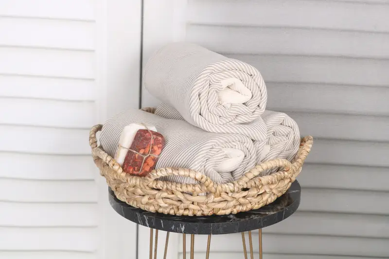 Turkish Towel Set, Hammam towel, Absorbent Turkish towel, Custom Gift, Spa Gift, Turkish fouta towel for outdoor use, 70x40 Cotton Striped Towel - 5