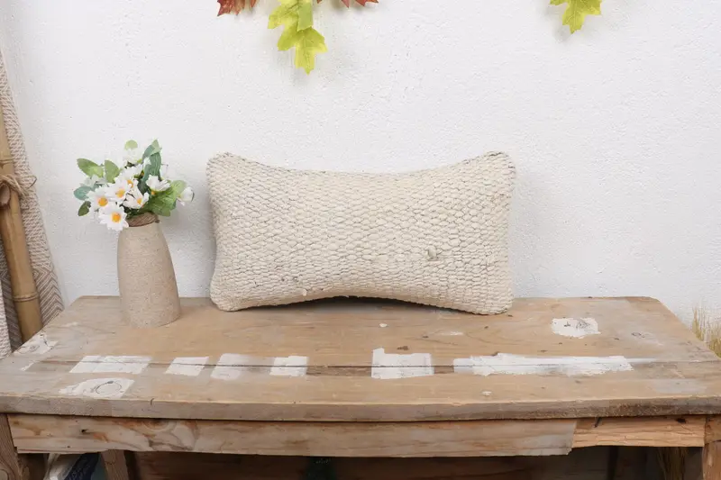 Car Cushion, Turkish Bench Pillow Sham, Bed Pillow Case, 8x16 Beige Cushion Cover, Kilim Pillow Cover, Gift Pillow, Vintage Pillow, Pillow Case - 1