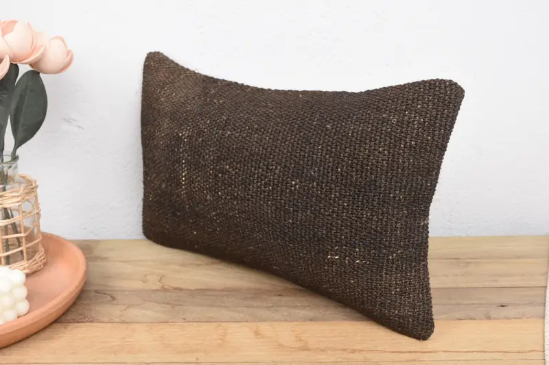 Kilim Pillow, Pillow for Sofa, Pattern Throw Cushion Cover, Pillow Sham, 12x20 Brown Cushion Cover, Ethnical Kilim Rug Pillow - 4