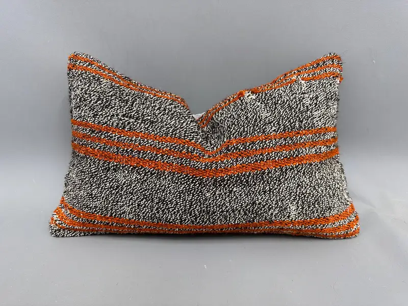 Vintage Kilim Pillow, Cushion Case, Pillow for Couch, Throw Kilim Pillow, Accent Throw Pillow Case, Tapestry Pillow Sham, 12x20 Brown Cushion Cover - 1