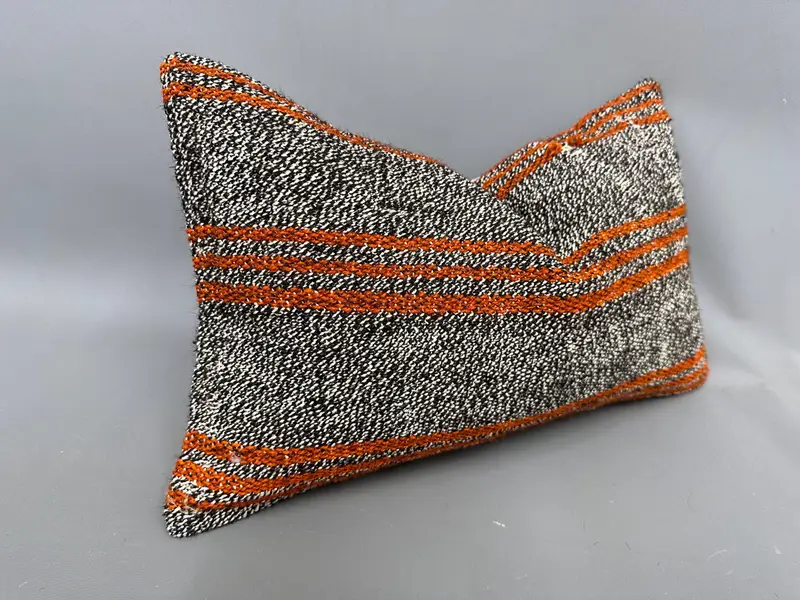 Vintage Kilim Pillow, Cushion Case, Pillow for Couch, Throw Kilim Pillow, Accent Throw Pillow Case, Tapestry Pillow Sham, 12x20 Brown Cushion Cover - 2