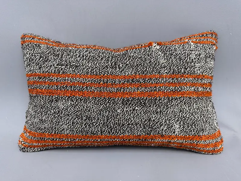 Vintage Kilim Pillow, Cushion Case, Pillow for Couch, Throw Kilim Pillow, Accent Throw Pillow Case, Tapestry Pillow Sham, 12x20 Brown Cushion Cover - 4