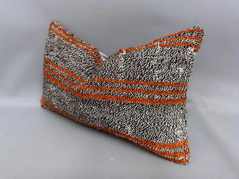 Vintage Kilim Pillow, Cushion Case, Pillow for Couch, Throw Kilim Pillow, Accent Throw Pillow Case, Tapestry Pillow Sham, 12x20 Brown Cushion Cover - 3