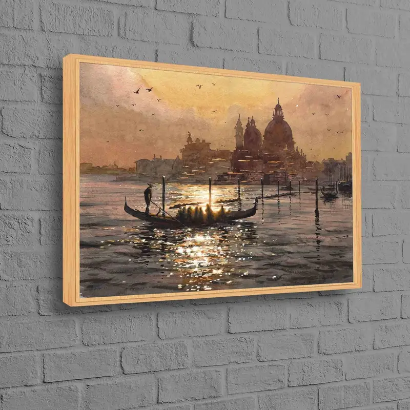 Vintage Venice Seascape Canvas: Grand Canal Sunset Print