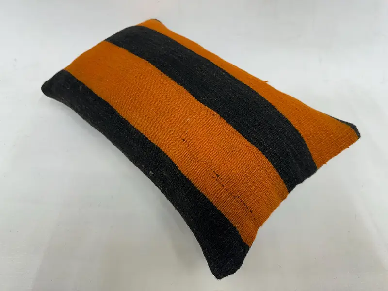 Home Decor Pillow, Cushion Cover, Vintage Kilim Throw Pillow, Turkish Kilim Pillow, 12x20 Orange Cushion Case, Outdoor Bolster Pillow Sham - 6