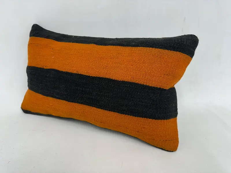 Home Decor Pillow, Cushion Cover, Vintage Kilim Throw Pillow, Turkish Kilim Pillow, 12x20 Orange Cushion Case, Outdoor Bolster Pillow Sham - 4