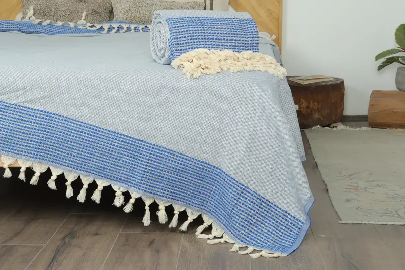 96x92 Cotton Striped Towel, Custom Wedding Gifts, Woven Blanket, Custom Gifts, Turkish Bedspread, Personalized Blanket, Oversized Beach Towel - 7