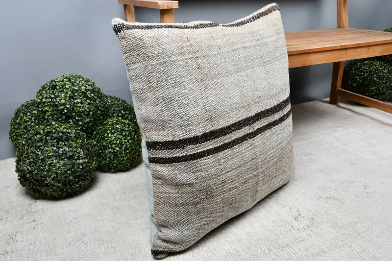 Pillow for Sofa, Pastel Cushion, Pillow, Handmade Kilim Cushion, Seat Cushion Case, Muted Pillow Cover, Home Decor Pillow, 28x28 Beige Pillow Case - 7