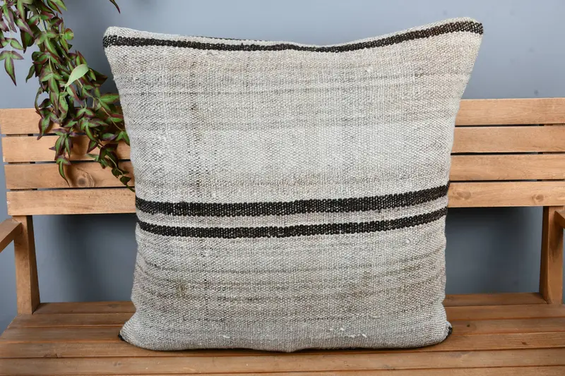 Pillow for Sofa, Pastel Cushion, Pillow, Handmade Kilim Cushion, Seat Cushion Case, Muted Pillow Cover, Home Decor Pillow, 28x28 Beige Pillow Case - 6