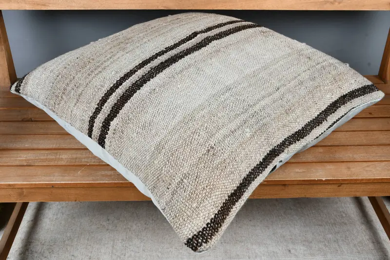 Pillow for Sofa, Pastel Cushion, Pillow, Handmade Kilim Cushion, Seat Cushion Case, Muted Pillow Cover, Home Decor Pillow, 28x28 Beige Pillow Case - 2