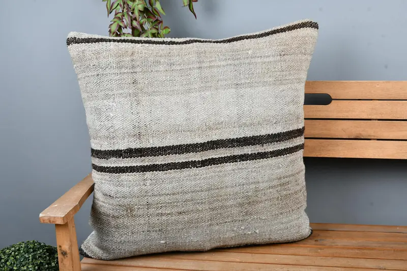 Pillow for Sofa, Pastel Cushion, Pillow, Handmade Kilim Cushion, Seat Cushion Case, Muted Pillow Cover, Home Decor Pillow, 28x28 Beige Pillow Case - 1