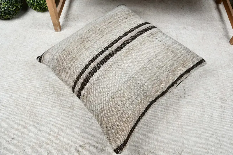 Pillow for Sofa, Pastel Cushion, Pillow, Handmade Kilim Cushion, Seat Cushion Case, Muted Pillow Cover, Home Decor Pillow, 28x28 Beige Pillow Case - 8