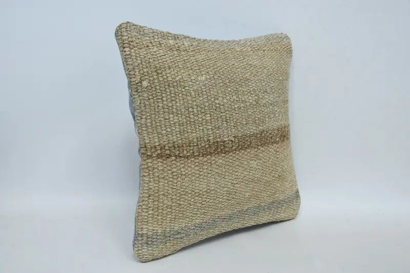 Kilim Cushion Sham, Pillow Cover, 12x12 Beige Cushion Case, Pet Pillow Cover, Vintage Kilim Pillow, Boho Pillow Sham Cover, Meditation Pillow Cover - 3