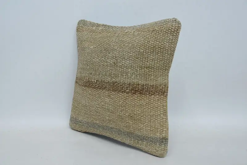 Kilim Cushion Sham, Pillow Cover, 12x12 Beige Cushion Case, Pet Pillow Cover, Vintage Kilim Pillow, Boho Pillow Sham Cover, Meditation Pillow Cover - 4
