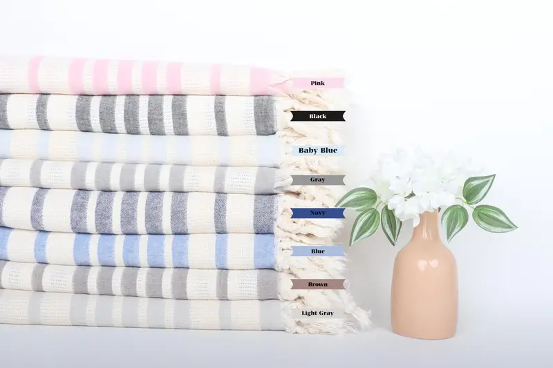 70x34 Cotton Striped Towel, Housewarming Gift, Personalised Gift, Quick-Dry Beach Towel, Gift For Him, Organic Beach Towel, Turkish Towel Monogram - 1