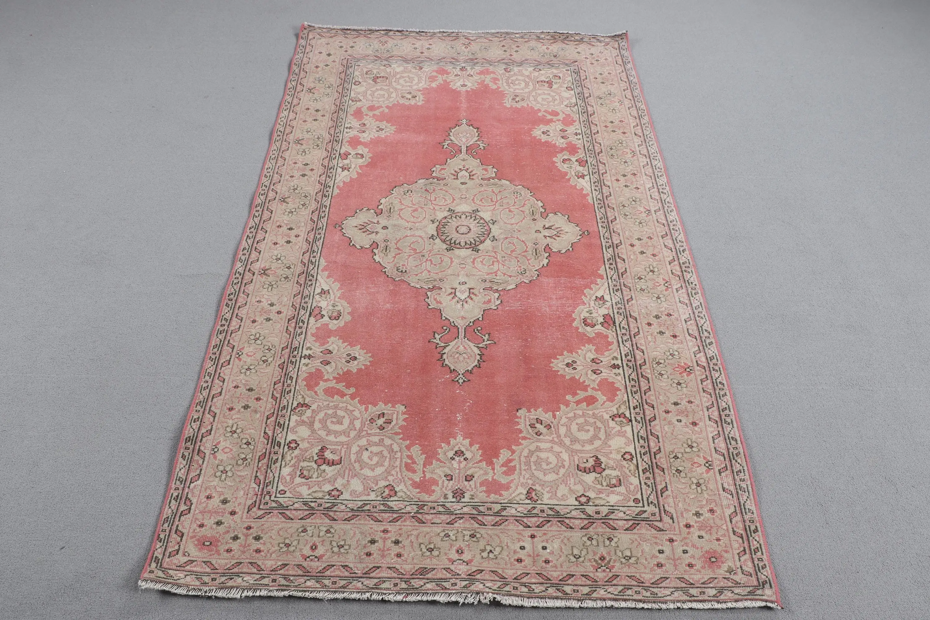 Alfombra turca vintage de 3,6x6 pies, alfombra decorativa, alfombra oriental roja - 1