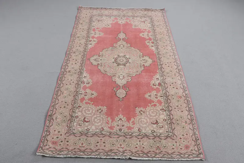 Elegante alfombra oriental roja, 3,6x6 pies, decoración elegante para el hogar