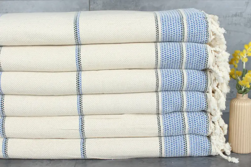 104x96 Cotton Striped Towel, Monogram Blanket, Throw Blanket for Bed, Gift For The Home Decor, Wedding Favors, Turkish Blanket, Gift For Wedding Day - 1