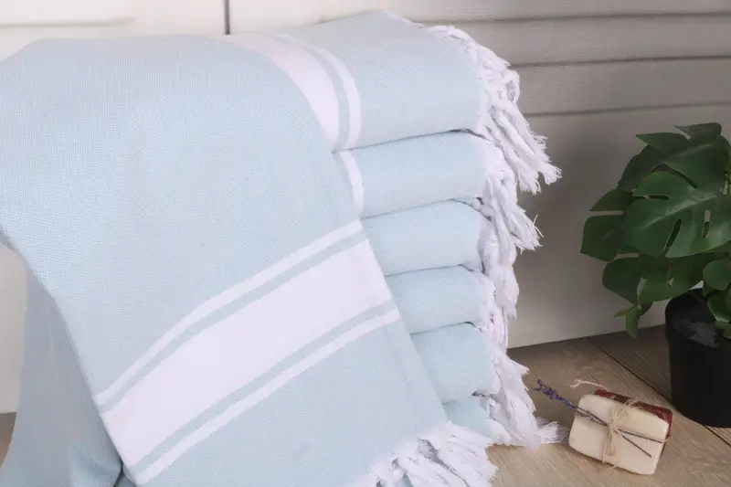 Petrol Green Cotton Towel Striped, Bachelorette Gifts, 40x71 Inches