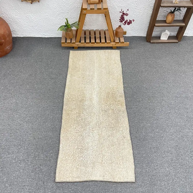 Elegante Alfombra Beige Ombré, 1,8x4,8ft Decoración Chic