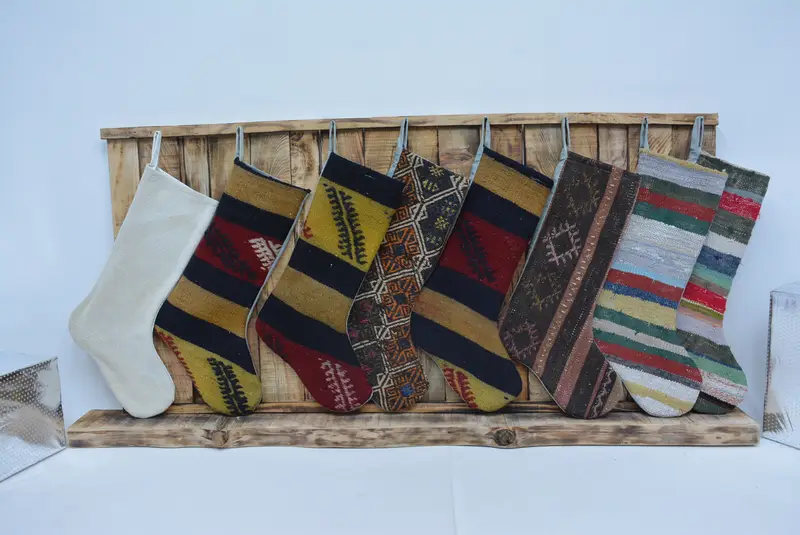 Festive Christmas Ornaments Pattern, 8 Inch Wide Christmas Stocking