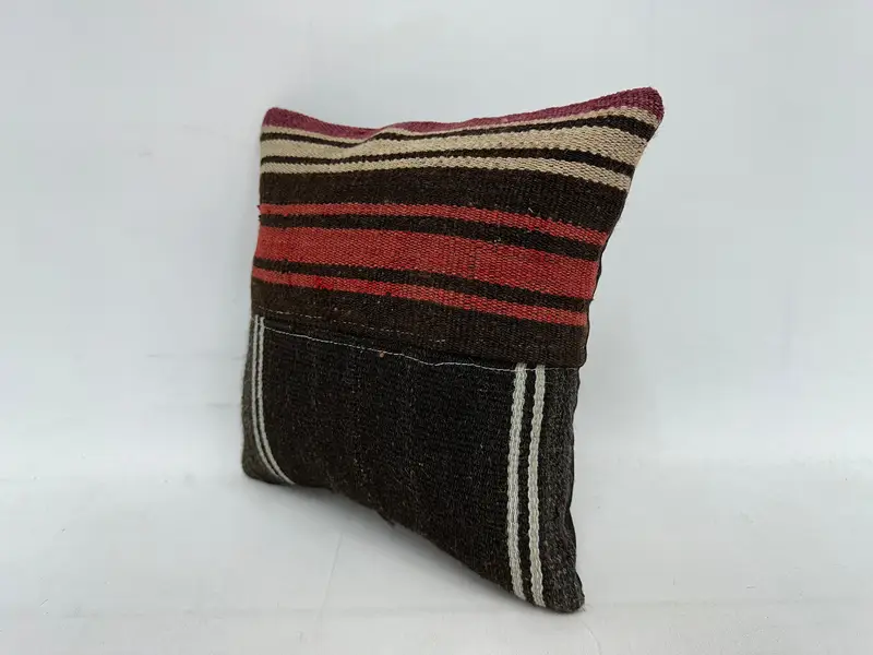 Seat Cushion Cover, Pillow for Couch, Cushion, Boho Throw Pillow Case, Gift Pillow, Vintage Kilim Throw Pillow, 14x14 Brown Pillow Cover - 4