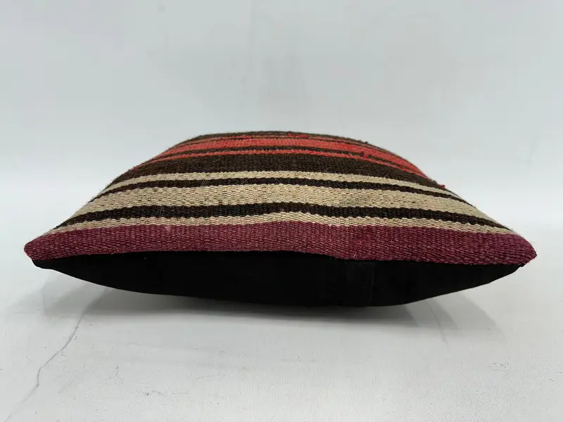 Seat Cushion Cover, Pillow for Couch, Cushion, Boho Throw Pillow Case, Gift Pillow, Vintage Kilim Throw Pillow, 14x14 Brown Pillow Cover - 5